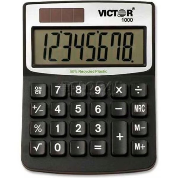 Victor® 8-Digit Mini-Desktop Calculator, 1000, Dual Power, 3-1/4
